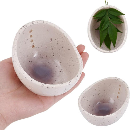 UNICRAFTALE Handmade Ceramic Herb Stripper Bowl White Pottery Herb Stripper Bowl 86.5x70mm Herb Pealer Leaf Stripping Tool Peeling Cup for Salads Cooking Peeling off the Leafy Assembly