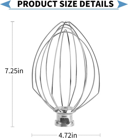 Stainless Steel 3 Piece kit Attachments，Dough Hook 6 Wire Whisk Flat Beater Compatible with KitchenAid 5 Plus -6QT Mixer，Bowl Lift Stand Mixer Accessory，Rust Resistant，Dishwasher Safe
