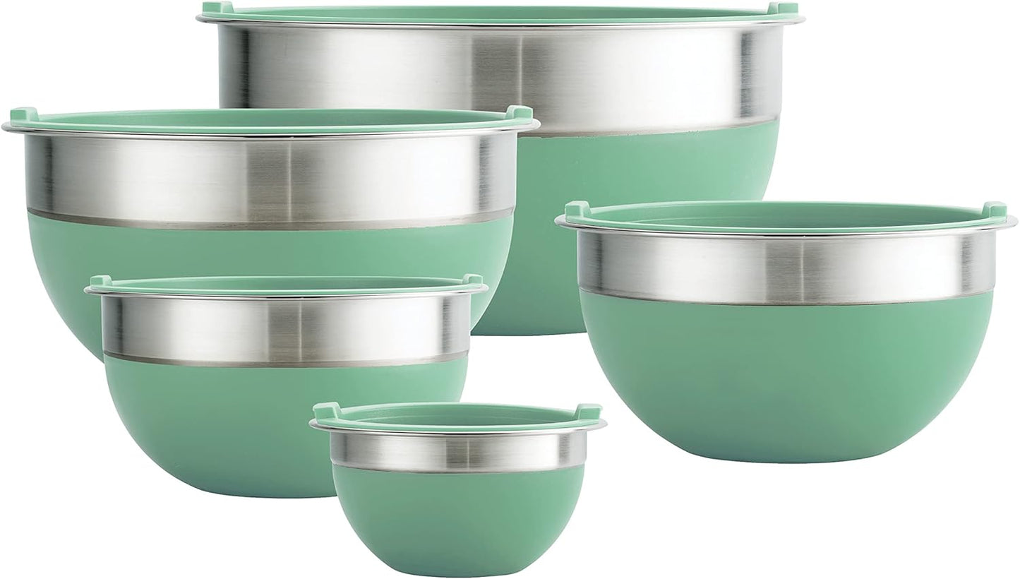 Tramontina 10 Pc Covered Stainless Steel and Silicone Mixing Bowl Set (Mint Green)