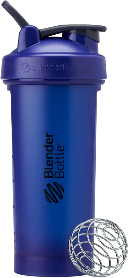 BlenderBottle Classic V2 Shaker Bottle Perfect for Protein Shakes and Pre Workout, 28-Ounce, Clear/Black