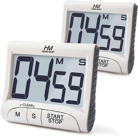 3" Large Display Kitchen Timer - Digital Timer Magnetic Back Loud Alarm On A Rope- White Cooking Timers For Kitchen Teachers Students Games Kids Meetings- Sports Timers For Workouts Exercise