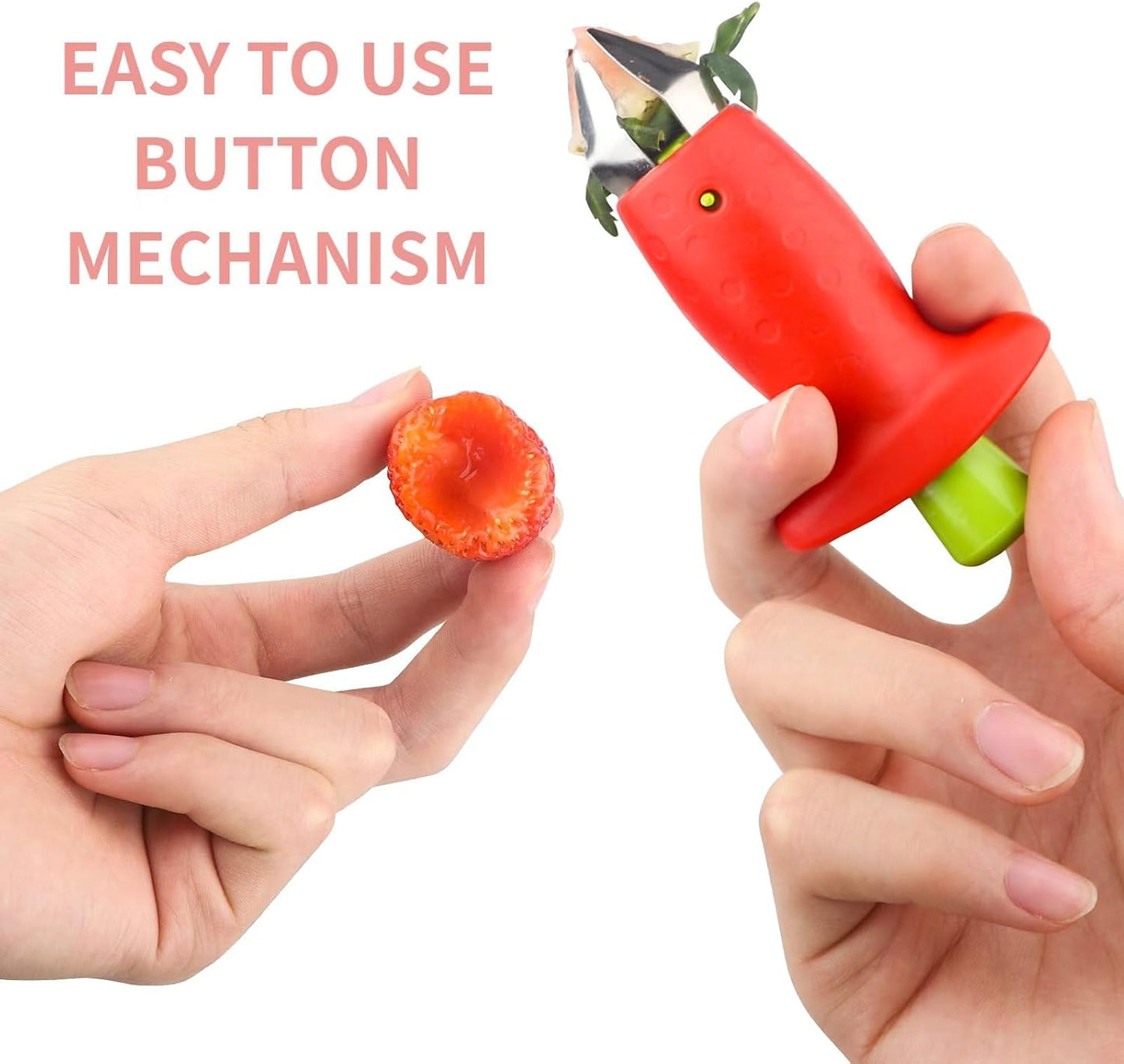 Original Stem Gem Strawberry Huller, Red/Green, quick Remove Strawberry Stem Tool,Kitchen Tools and picnic Gadgets,（2packs)