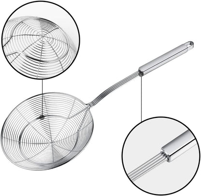 Spider Strainer Skimmer, Swify Stainless Steel Asian Strainer Ladle Frying Spoon with Handle for Kitchen Deep Fryer, Pasta, Spaghetti, Noodle, 5.5 Inch