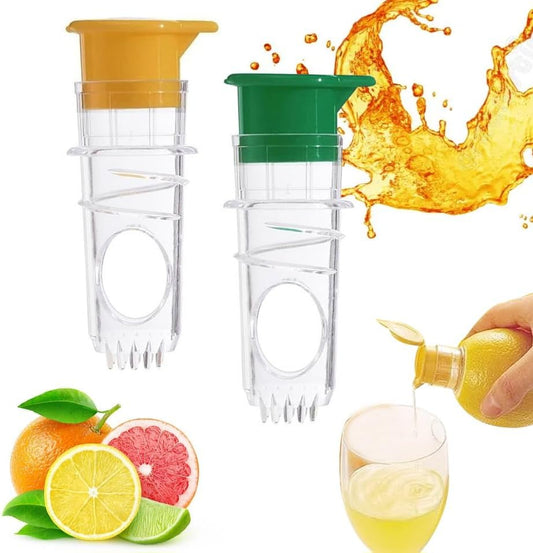 Lemon Squeezer 2 PCS Screw Top Manual Lime Juice Extractor Clear with Lid Built-In Filter, Portable Compact Plastic Orange Citrus Press Juicer For Cocktails Handheld Screw in Lemon Twist Squeezer