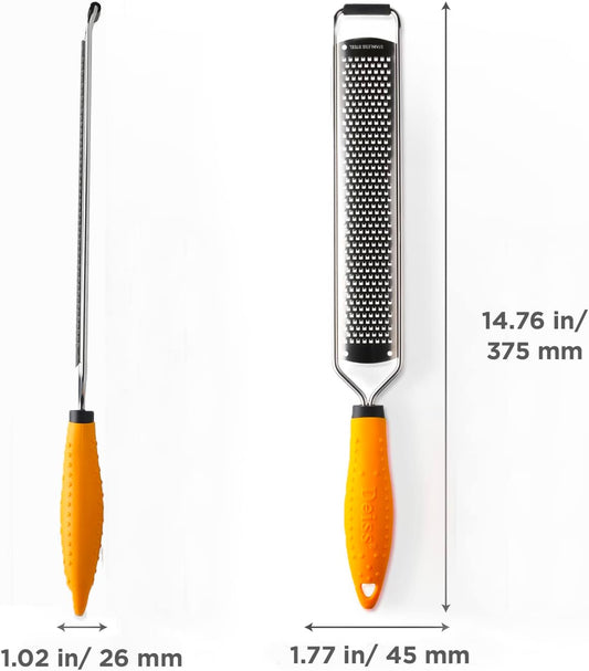 Deiss PRO Lemon Zester & Heavy Duty Cheese Grater & Vegetable Grater - Parmesan Cheese Lemon, Garlic, Nutmeg, Chocolate, Fruits, Vegetables, Ginger Grater - Cheese Shredder & Stainless Steel Grater