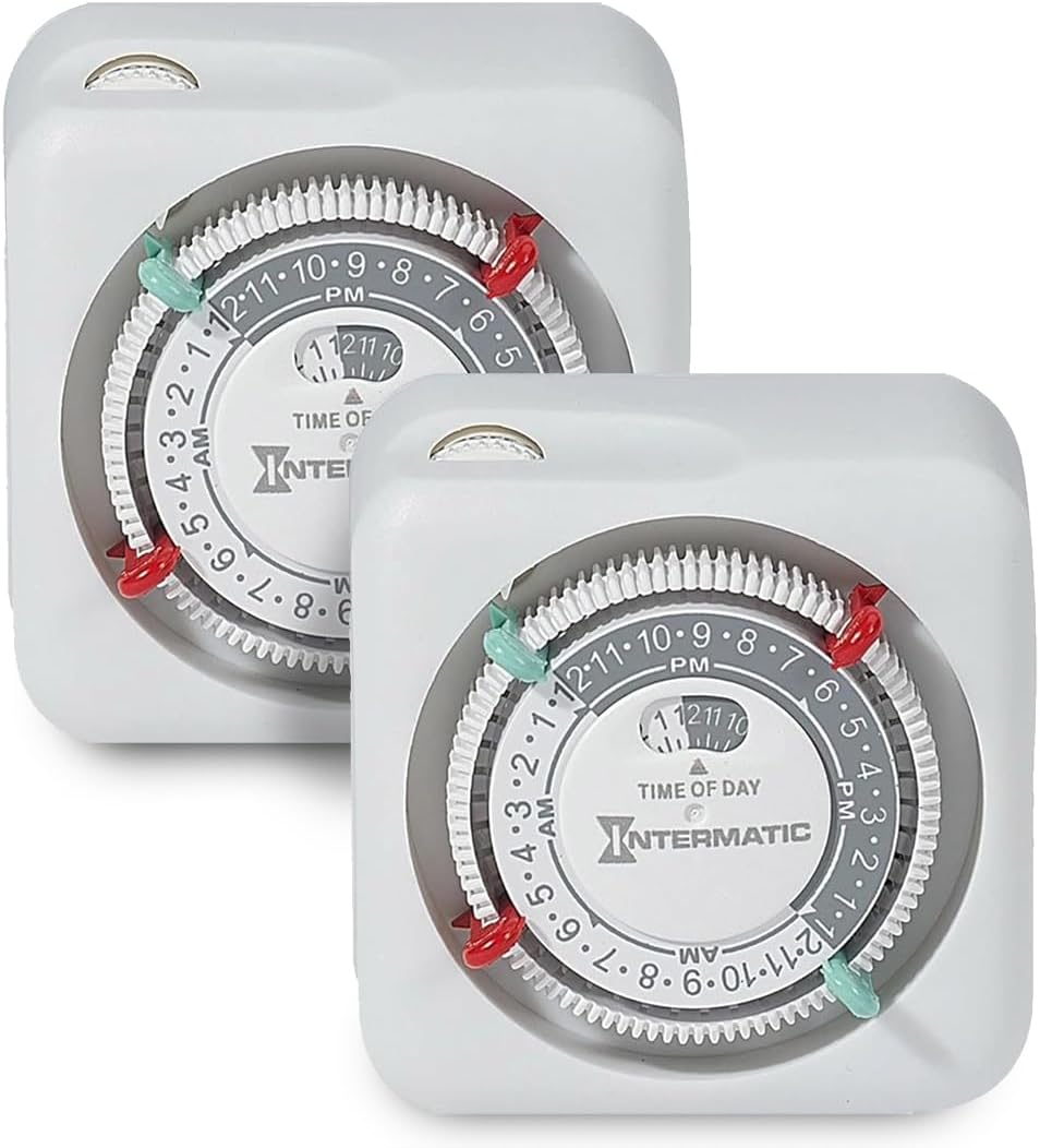 Intermatic TN111K 15-Amp Indoor Timer - Versatile 24-Hour Control - Easy Manual Override and Single 2-Prong Design (1 Pack)