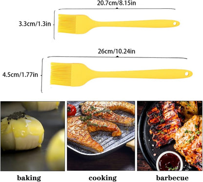 Silicone Basting Pastry Brushes Set, 2 Pcs Heat Resistant Kitchen Cooking Baking Brush for Oil Butter Sauce BBQ Grill, BPA Free, Dishwasher Safe, 8&10 inch