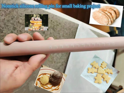 Small stainless Steel Inner Core Silicone Rolling Pin Non-stick Dough Roller (Green)