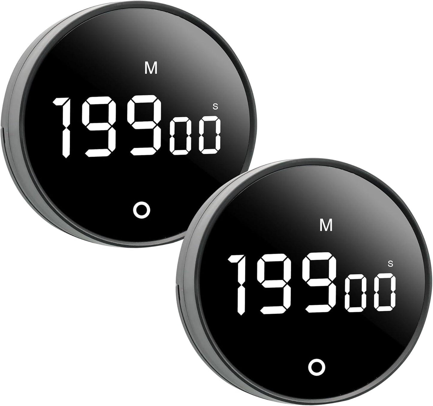 Digital Kitchen Timer - Magnetic 199-Minute Countdown Countup Timer with Large LED Display,Volume Adjustable, Visual timers for Cooking,Gym,Meeting,Classroom,Study,Work,Outdoor Activities,Black