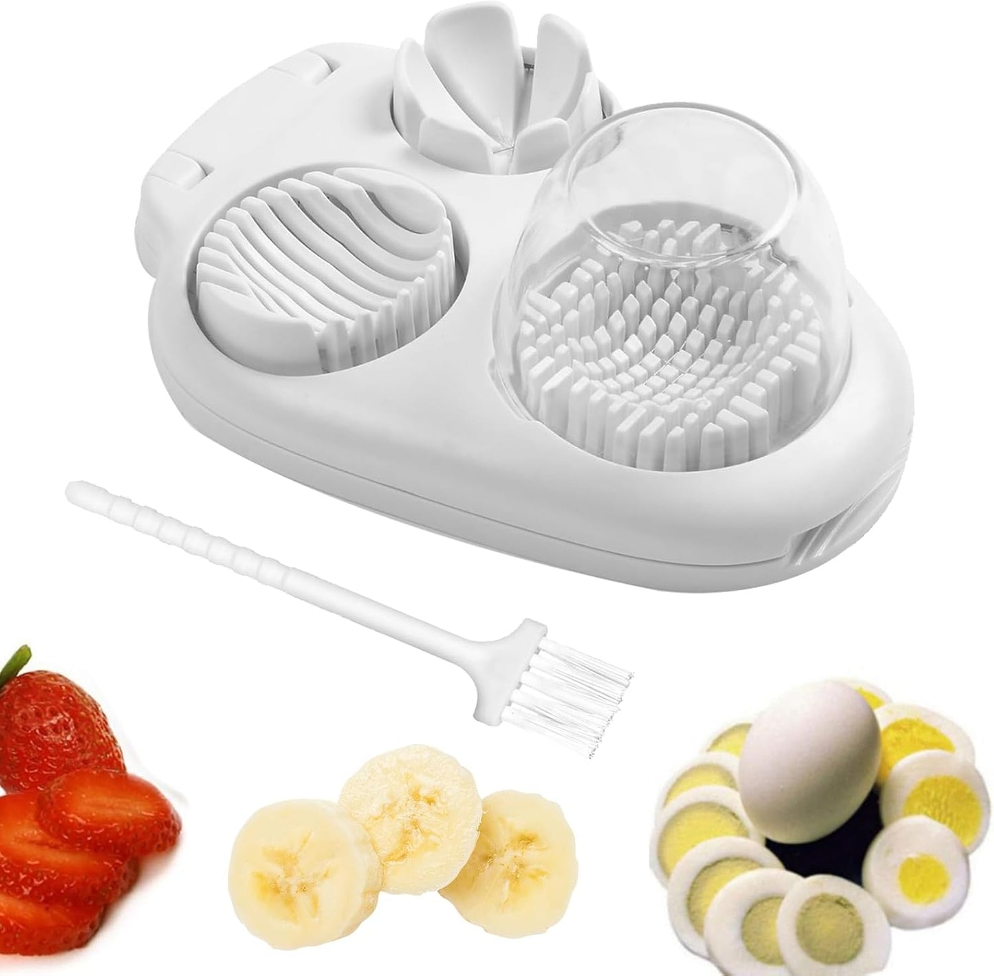 2 Pcs 3 In 1 Egg Slicer,Egg Slicer For Hard Boiled Eggs,Stainless Steel Strawberry Slicer,Egg Cutter,Egg Opener For Hard Boiled Eggs,3 Slice Modes For Strawberry, Mushroom, Grape, Cherry Tomato