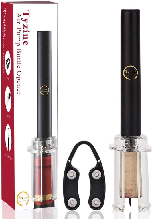Air Pressure Pump Bottle Opener With Foil Cutter,Aerator Pourer,Vacuum Stopper(4PCS),Simple Cork Remover,Efficient Corkscrew Bottle Opener,Great For Wine Lovers,Perfect Wine Gift.