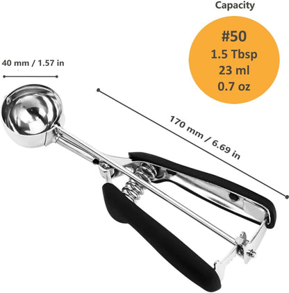Cookie Scoop, Ice Cream Scoop, 1Tbsp/15 ml/0.5oz Cookie Scoops for Baking, 18/8 Stainless Steel Cookie Scooper for Baking, Ice Cream Scooper with Trigger Release, Cookie Dough Scoop with Non-slip Grip