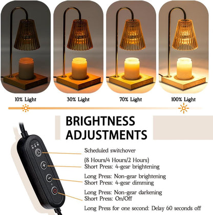 Marycele Candle Warmer Lamp with Timer & Dimmer - Mothers Day Gifts for Women Mom Her, Aesthetic Office Home Decor, Adjustable Height Wax Melter for Candle Jar & 3-Wick Candles (2 Bulbs Included)