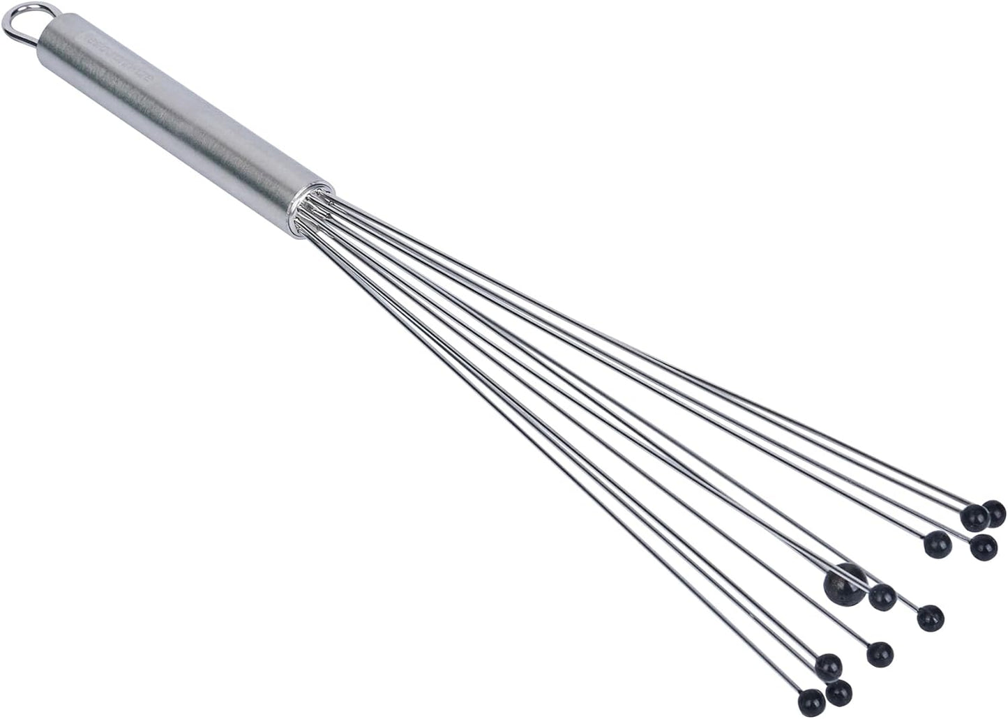 Restaurantware 10.5 in Stainless Steel Ball Whisk - German Standard Egg Beater with Ergonomic Handle, Dishwasher Safe - Manual Mixer Cooking Whisk for Baking, Stirring, Sauces, Beating