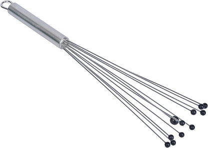 Restaurantware 10.5 in Stainless Steel Ball Whisk - German Standard Egg Beater with Ergonomic Handle, Dishwasher Safe - Manual Mixer Cooking Whisk for Baking, Stirring, Sauces, Beating
