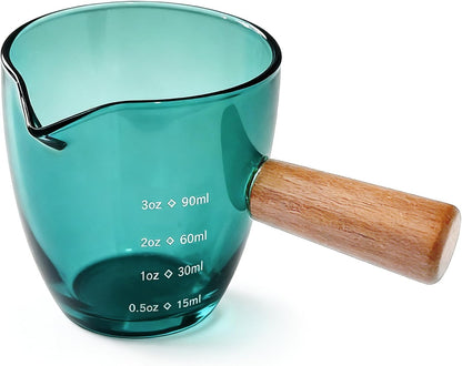 Espresso Measuring Cup with Handle, Espresso Pouring Cup, Espresso Shot Cup, 3oz Glass Measuring Cup For Coffee, Milk, Tea, Baking and Cooking (Clear 90ml)