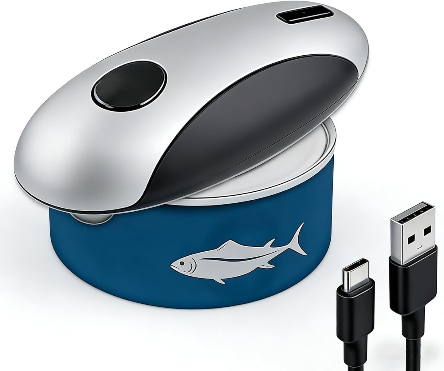 Rechargeable Electric Can Opener, One-Touch, Smooth Edge, USB-C Fast Charge, for Seniors, White