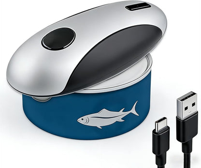 Rechargeable Electric Can Opener, One-Touch, Smooth Edge, USB-C Fast Charge, for Seniors, White
