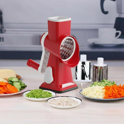 YOUCZON Rotary Cheese Grater Multi-Purpose Stainless Steel Cheese Shredder - Cheese Grater With Handle Effortless Grating of Carrots, Potatoes, Vegetables, and Fruits (Red)