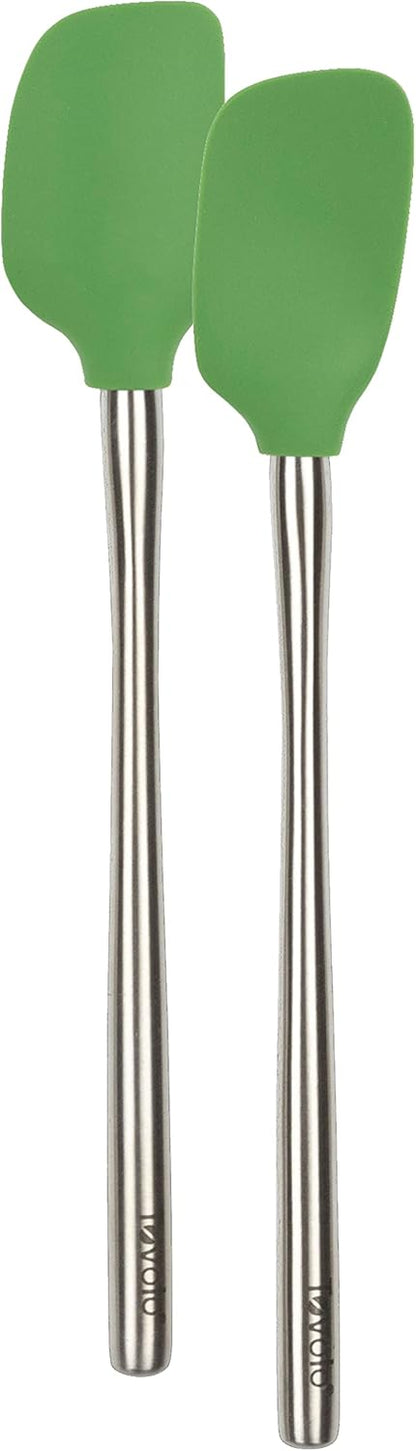 Tovolo Flex Core Silicone Spatula Spoonula Set of 2 for Non Stick Cast Iron Cooking & Baking, Dishwasher Safe Heat Resistant BPA Free Long Stainless Steel Handle Kitchen Utensil, Charcoal Gray