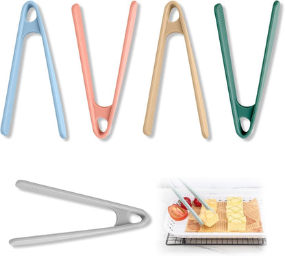 5 Pcs Silicone Mini Tongs Set, 5.5 Inch Small Kitchen Tongs in 5 Colors, Multipurpose Silicone Tongs for Food Serving, Cooking, Baking & Kitchen Tasks, Heat - Resistant Non - Stick Utensils