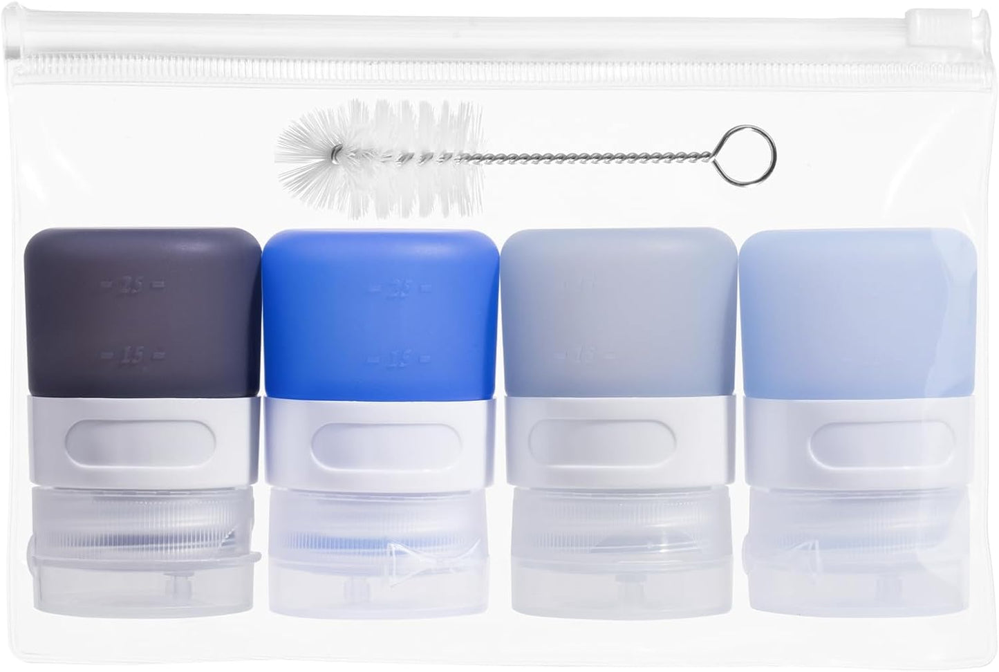 MICEBAY Condiment Squeeze Bottles for Sauces, 2-oz Mini Silicone Salad Dressing Container to Go with Reusable Sandwich Bag, Leakproof Ketchup Bottle for Bento Lunch Box, 4 Pack, Candies