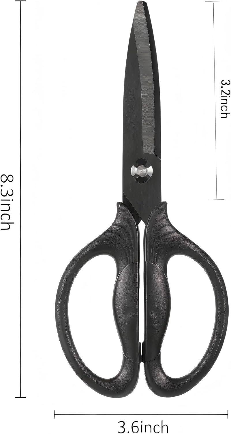 Heavy Duty Kitchen Scissors, Titanium Coated All Purpose Shears - Extra Sharp Detachable Blades for Poultry, Chicken Bones, Meat, Vegetables, Herbs | Micro Serrated & Ergonomic Handle
