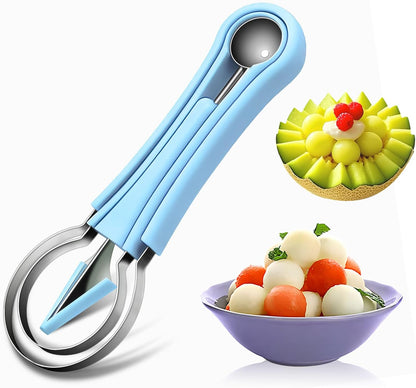 Suuker Melon Baller Scoop Set,4 In 1 fruit cutters shapes, watermelon scooper fruit scooper and baller, fruit carving tools（Green）