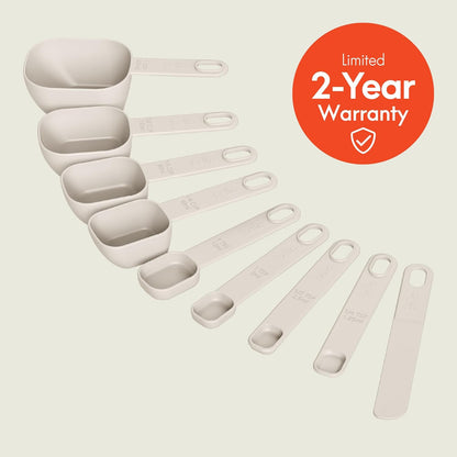bella 9-Piece Nested Measuring Cups & Spoons Set, Stackable, 4 Cups, 4 spoons, 1 Leveler, Non-slip handles, Kitchen Cooking Baking Measuring Set, BPA Free, Dishwasher Safe, Oatmilk