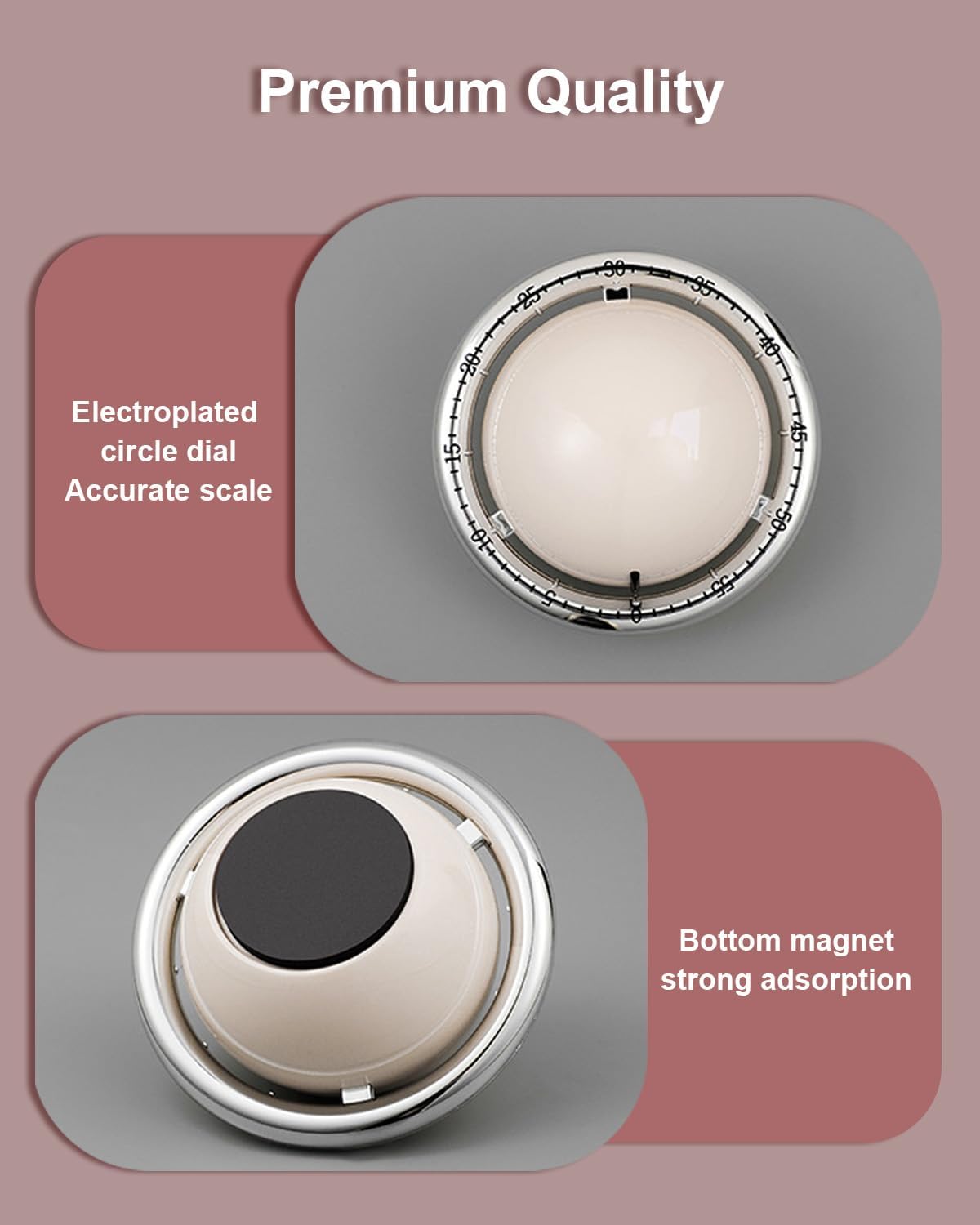 Kitchen Timer for Cooking, 60 Minutes Mechanical Timer - No Batteries Required, Stainless Steel Egg-Shape Cute Countdown Clock for Cooking, Learning, Exercises, Gaming