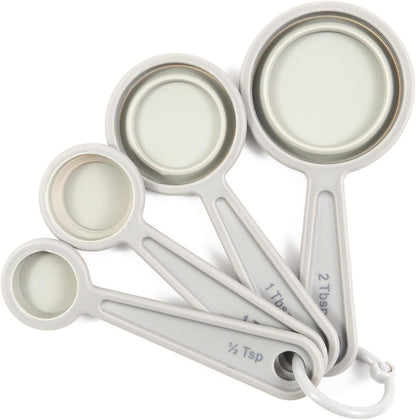 French Culinary Institute Premium 4-Piece Collapsible Measuring Spoon Set, Gray