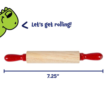READY 2 LEARN Mini Wooden Rolling Pins | Set of 6 | 7.25 inches | Turning Handles | Play Dough Rollers for Crafts and Imaginative Play