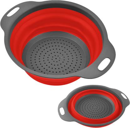Collapsible Colanders, Food Strainers for Kitchen Use, Food-Grade Silicone Folding Strainer for Rinsing and Draining, Orange