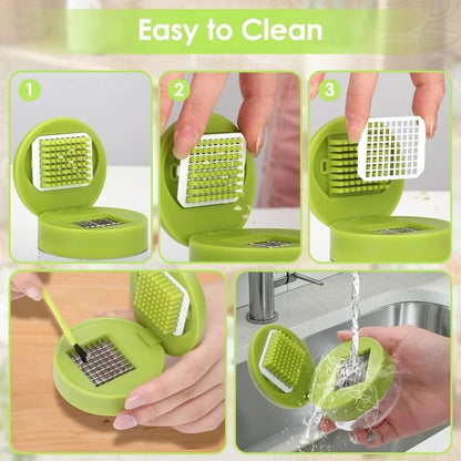 Garlic Press Stainless Steel Manual Mincer Slicer Grater Compact Garlic Chopper Kitchen Gadget for Home Restaurant