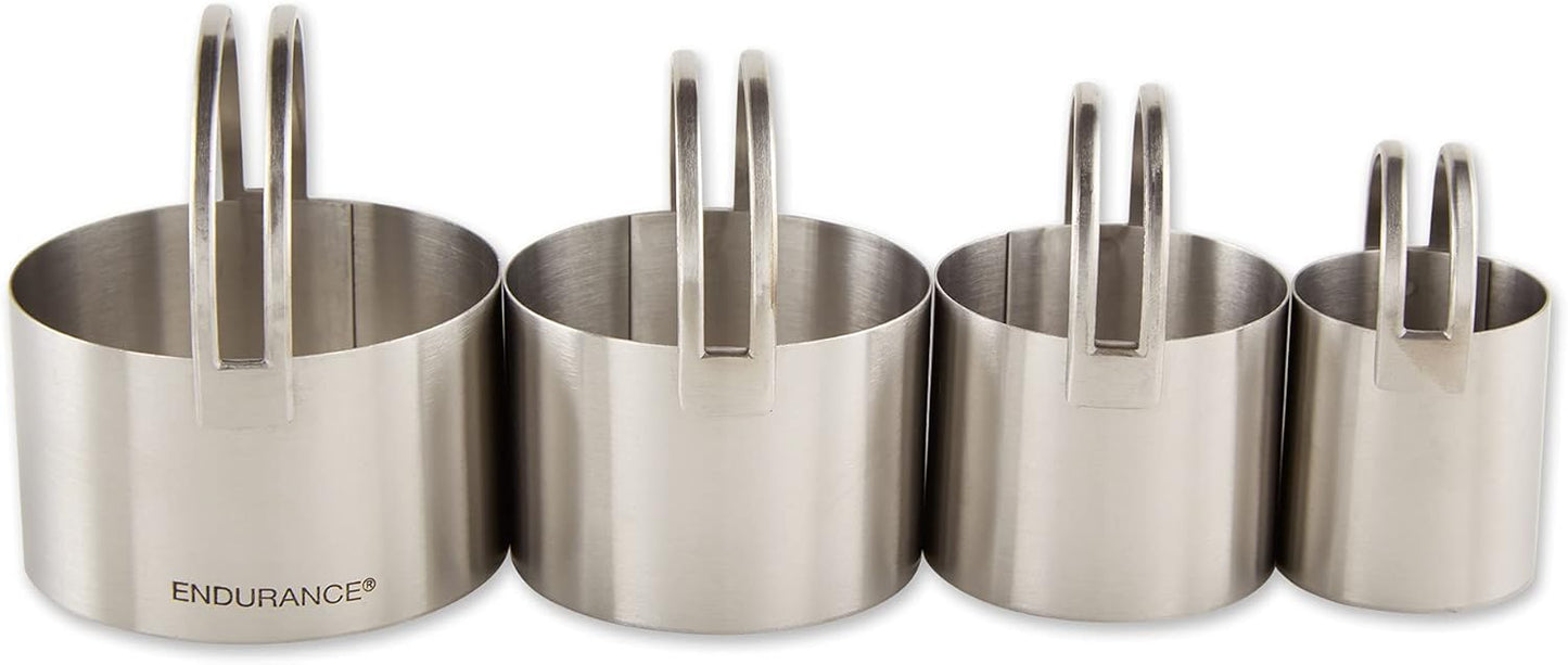 RSVP International Endurance Round Biscuit Cutters - Stainless Steel, Set of 4 | Nest for Easy Storage | For Cutting Thick or Thin Dough | Professional | High Handle Arch