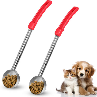 2 Pcs Dog Food Scoop Long Handled Scoops 3/4 Cup Stainless Steel Measuring Cups Portion Control Serving Spoons for Dogs Cats Birds and Rabbits Pet Food Feeding Scoop (3/4 Cup)