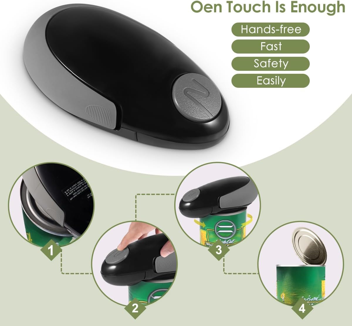 Fast Automatic Can Opener for Seniors, Fits All Can Sizes, Safe Smooth - Edge, Battery - Powered & Hands - Free, Automatic Can Opener Hands FreeI Deal for Seniors with Arthritis, Weak Hands & Kids