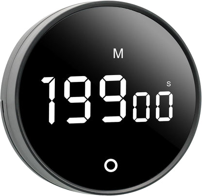 Digital Kitchen Timer - Magnetic 199-Minute Countdown Countup Timer with Large LED Display,Volume Adjustable, Visual timers for Cooking,Gym,Meeting,Classroom,Study,Work,Outdoor Activities,Black