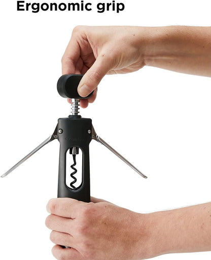 Rabbit Premium Wine Wing Corkscrew Wine Opener and Bottle Opener, Black 2.36 x 1.97 x 7.68 IN