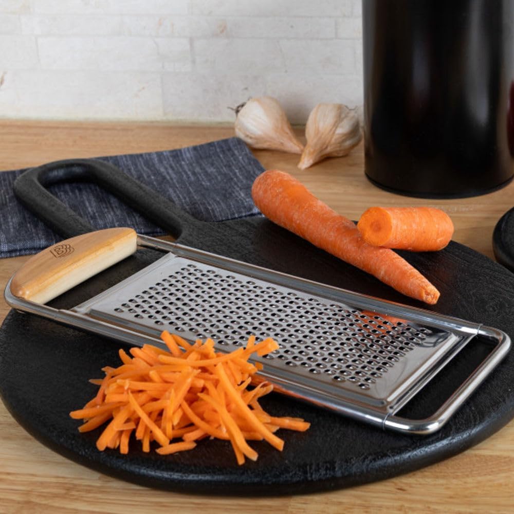 Handheld Mandoline Slicer for Kitchen - Stainless Steel Flat Mandolin with Cherrywood Handle - Julienne Cutter for Vegetable and Fruits - Italian Made Kitchen Gadgets by Kings County Tools