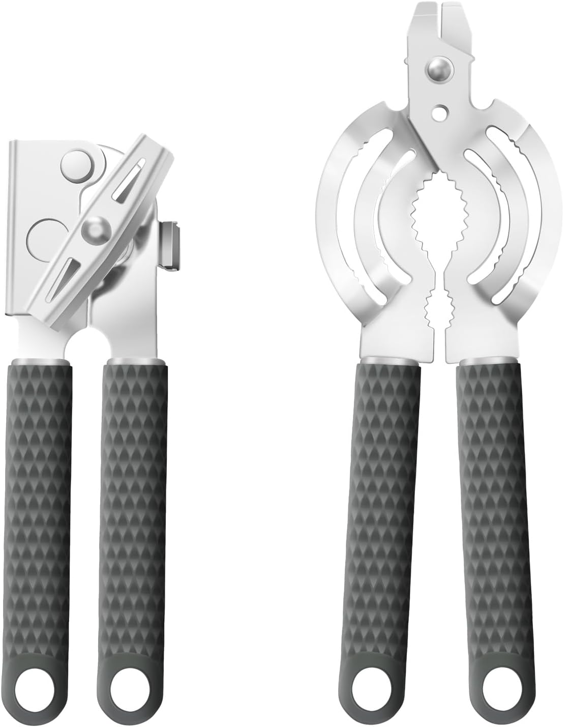 ISZW Manual Can Opener Heavy Duty - Hand Held Abrelatas with Stainless Steel Sharp Blade, Smooth Edge for Seniors, Comfort Grip Handle, Easy Turn Hand Can Opener with Magnet for Kitchen Camping, 2Pack