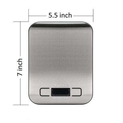Digital Kitchen Food Scale 11 lb Grams and Ounces Small Stainless Steel Backlit Silver Batteries Included