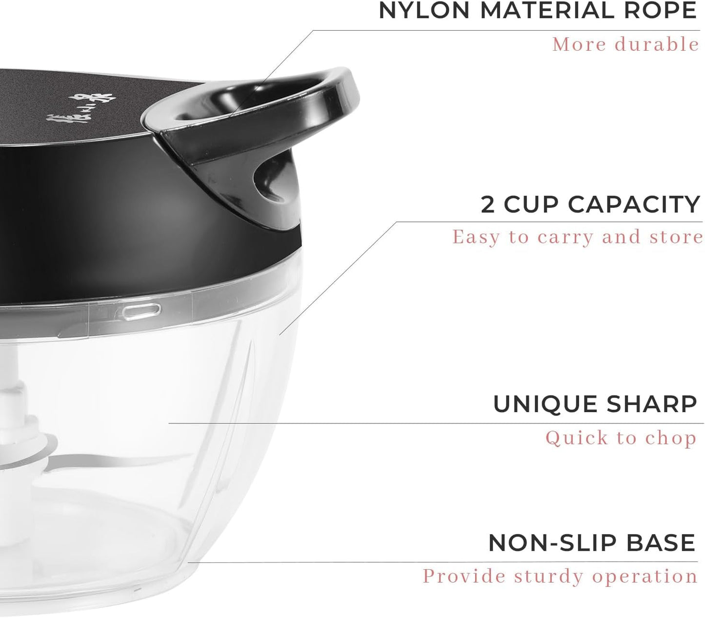 Manual Vegetable Chopper Hand String Garlic Mincer Onion Cutter Manual Food Processor for Ginger, Chili, Fruit, Meat, Nuts Food Chopper 550ml