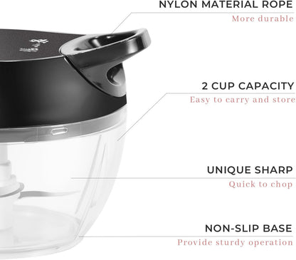 Manual Vegetable Chopper Hand String Garlic Mincer Onion Cutter Manual Food Processor for Ginger, Chili, Fruit, Meat, Nuts Food Chopper 550ml