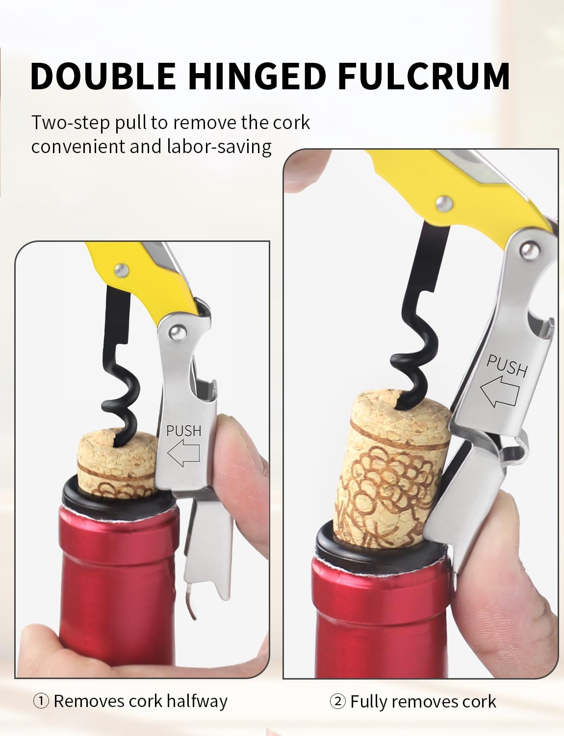 CORKAS Wine Key - Professional Handcrafted Heavy Duty Waiter Corkscrew, Compact Wine Opener with Double Hinged, Foil Cutter and Bottle Opener, Gifts for Servers, Sommelier, Bartenders - Red