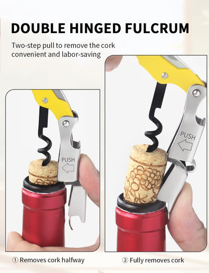 CORKAS Wine Key - Professional Handcrafted Heavy Duty Waiter Corkscrew, Compact Wine Opener with Double Hinged, Foil Cutter and Bottle Opener, Gifts for Servers, Sommelier, Bartenders - Red