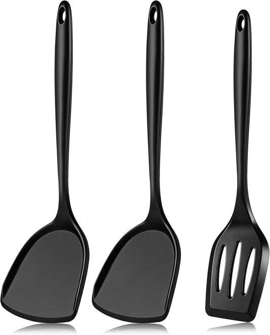3 Pieces Silicone Spatula, Pacifier-Grade Silicone Spatulas Set Heat Resistant 600℉ for Food Safety, Premium Non-Stick Silicone Solid Turner BPA Free for Cooking, Enhances Cooking Comfort