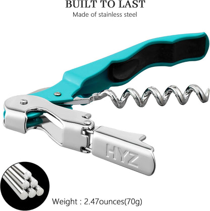 HYZ 2-Pack Wine Opener Waiter Corkscrew, Professional Wine Key for Servers, Bartender, with Foil Cutter, Manual Wine Bottle Opener Double Hinged (Black)
