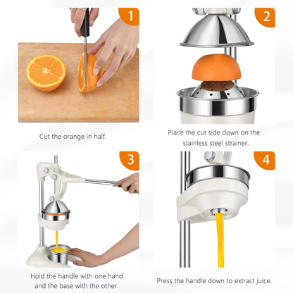 TONGCHANT Manual Juicer, Heavy Duty Cast Iron Juicer | Hand Press Juicer for Orange Lemon Lime Pomegranate & Citrus Fruits, High Leverage for Easy Juicing, Stainless Steel Cup, Easy to Clean, Black
