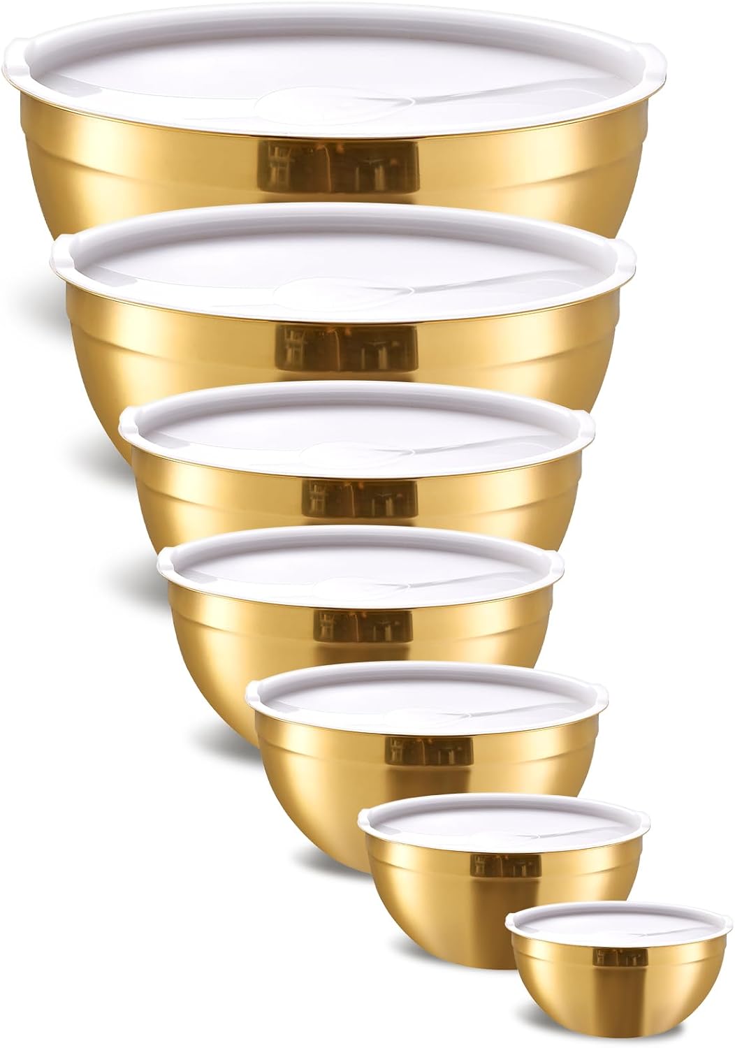 Colorful Mixing Bowls with Airtight Lids, Stainless Steel Nesting Mixing Bowls Set of 7, Ideal for Baking, Prepping and Serving Food, Size 7, 3.6, 2.7, 2.1, 1.5, 1.1,0.8 QT, Stackable Design